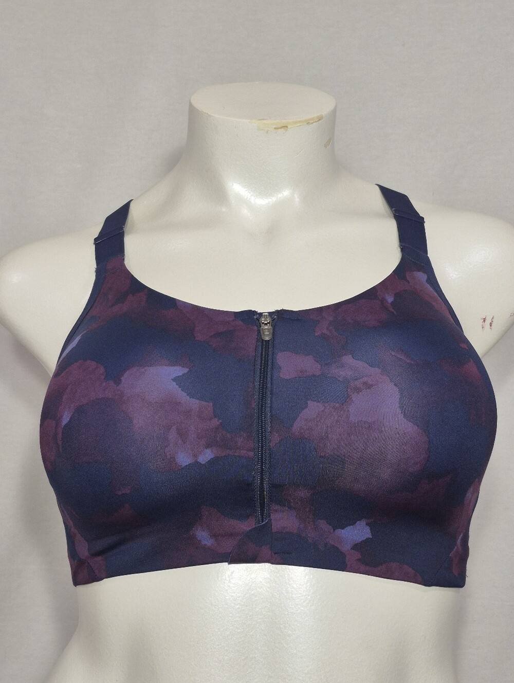 38DD All in Motion High Impact Zipper Zip Front Sports Bra Blue & Purple